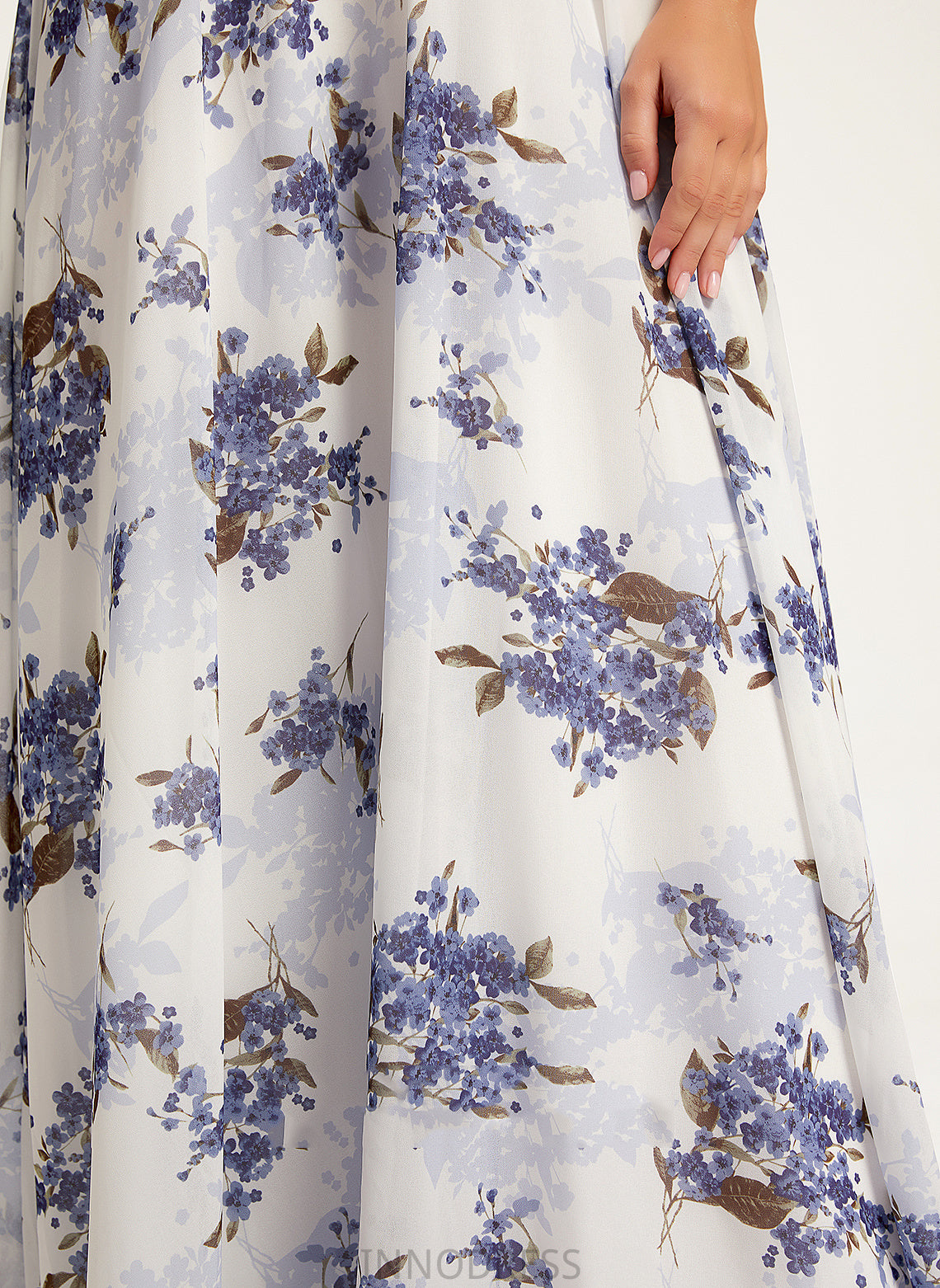 A-Line Floor-Length V-neck Embellishment Pleated Silhouette Fabric Length Sequins Neckline Mckenna Natural Waist Bridesmaid Dresses