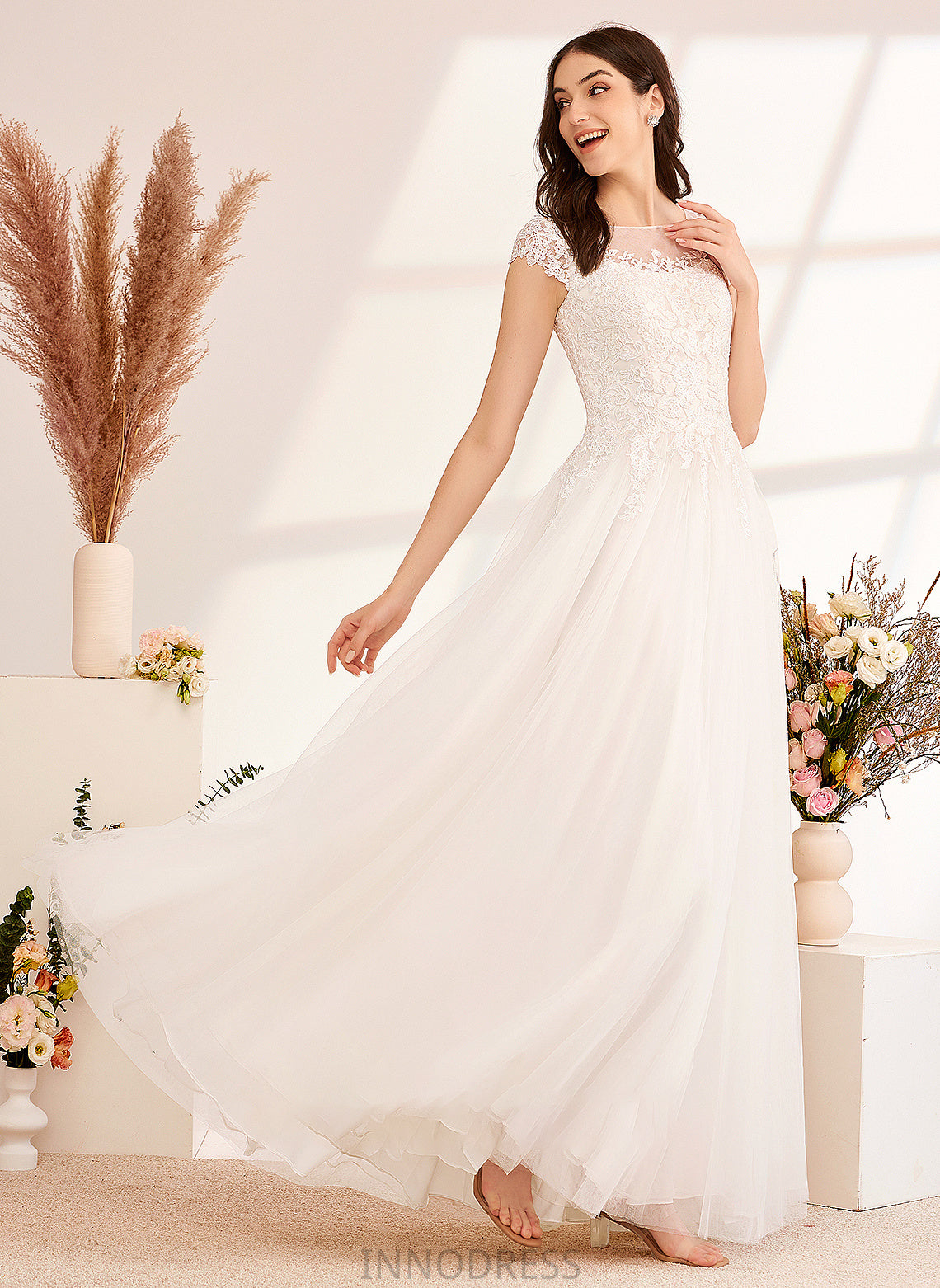 Samantha Wedding Ball-Gown/Princess With Floor-Length Dress Wedding Dresses Lace Illusion