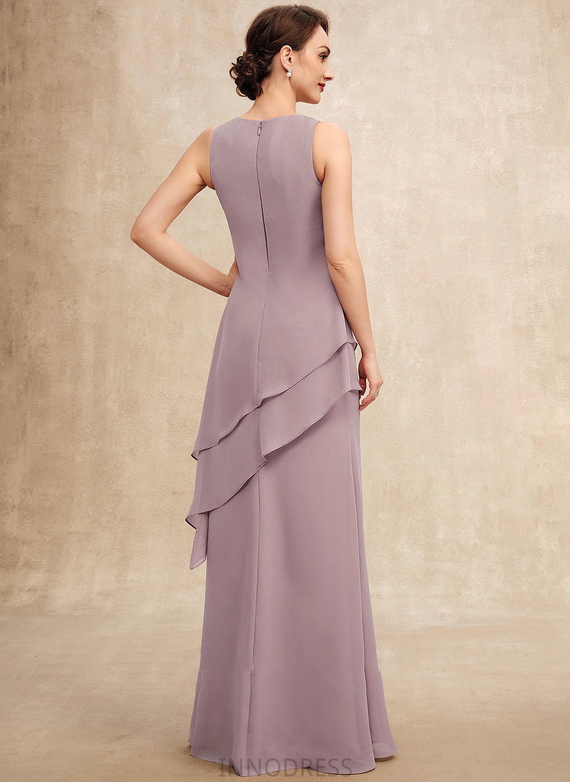 Scoop Neck Beading Chiffon A-Line Dress of Mother of the Bride Dresses With Bride Mother the Tiffany Floor-Length