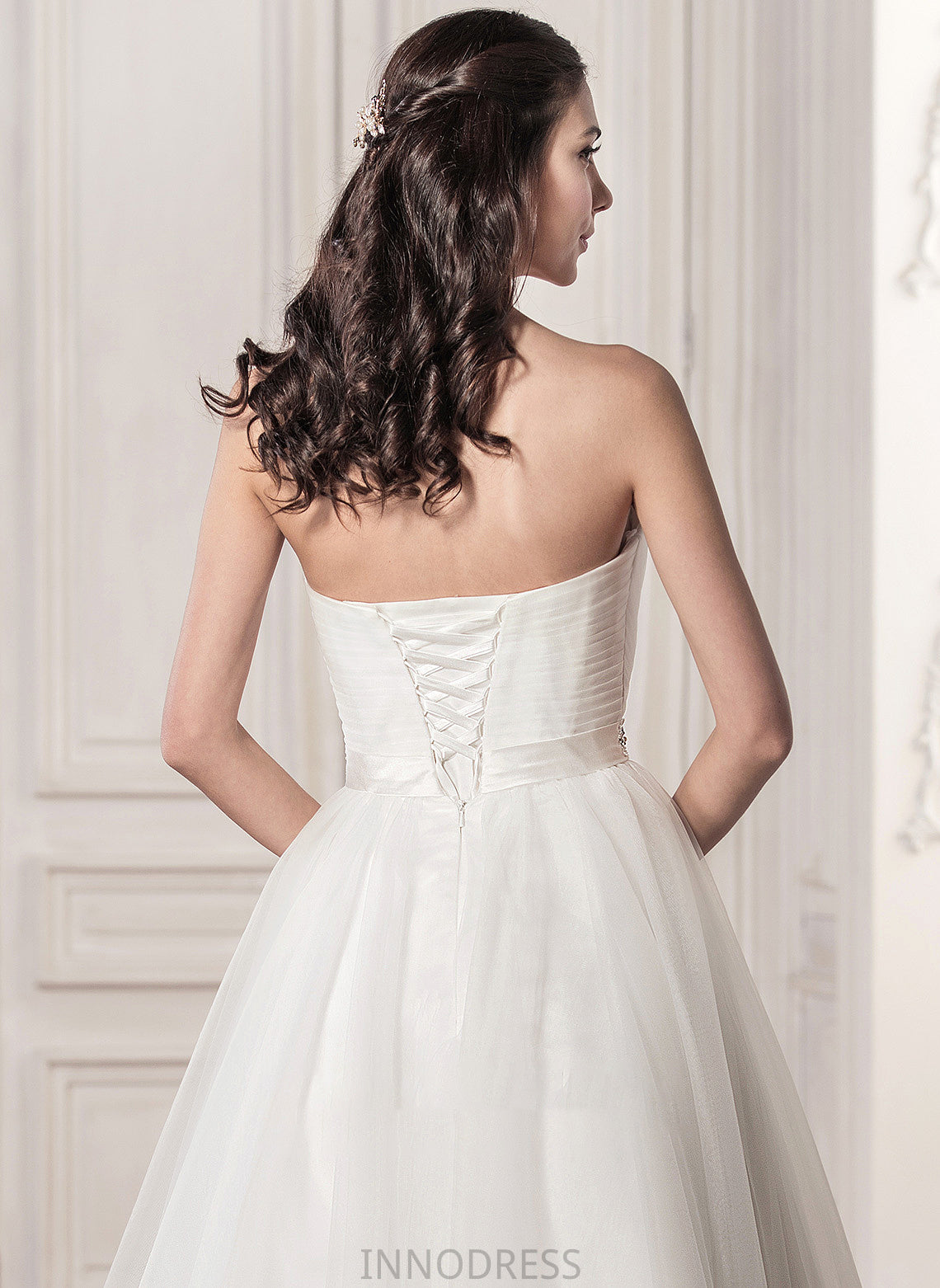 Ruffle Wedding Dresses With Wedding Sequins Sweetheart Beading Tea-Length A-Line Tulle Dress Serena