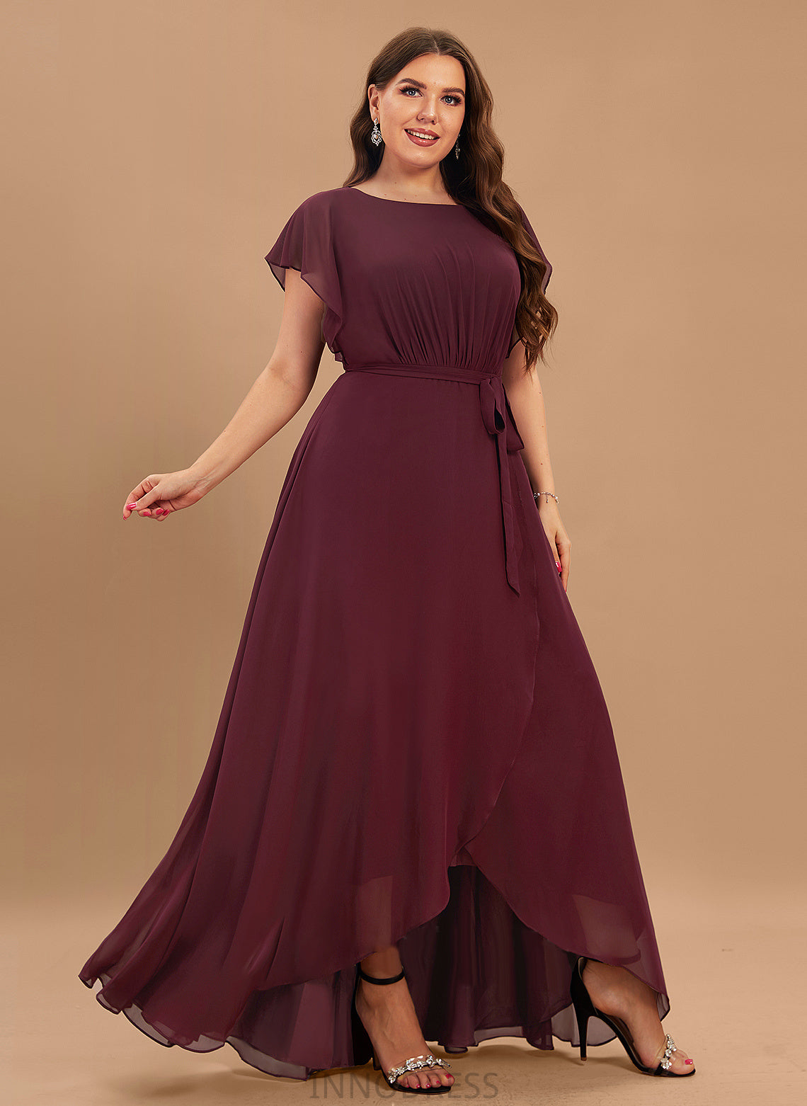 Neck A-Line Asymmetrical With Ruffle Alena Scoop Prom Dresses