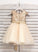 Yaritza Tulle A-Line With Neck Knee-Length Junior Bridesmaid Dresses Scoop Sash