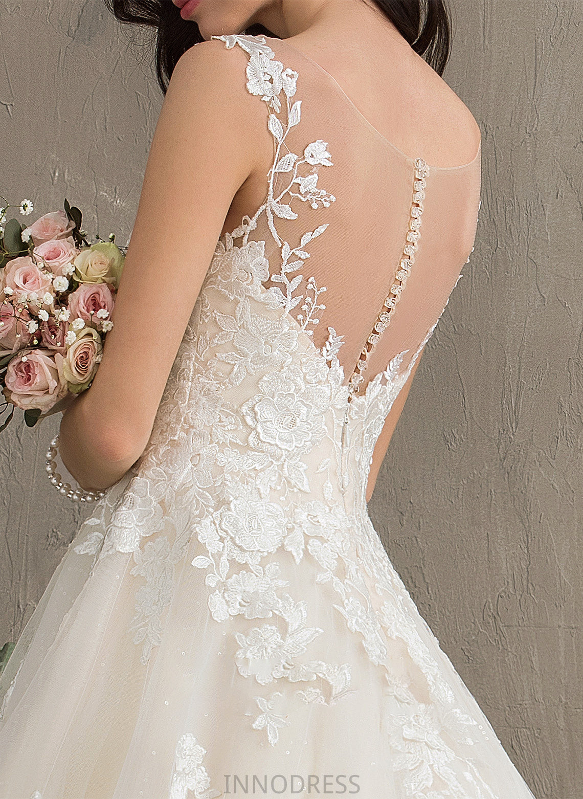 Court Eleanor Wedding Dresses Ball-Gown/Princess Illusion Wedding Train Dress Tulle