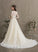 Sequins Tulle Beading Haleigh Wedding V-neck With Train Chapel Wedding Dresses Ball-Gown/Princess Dress
