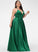 Prom Dresses Elizabeth Satin V-neck A-Line Floor-Length