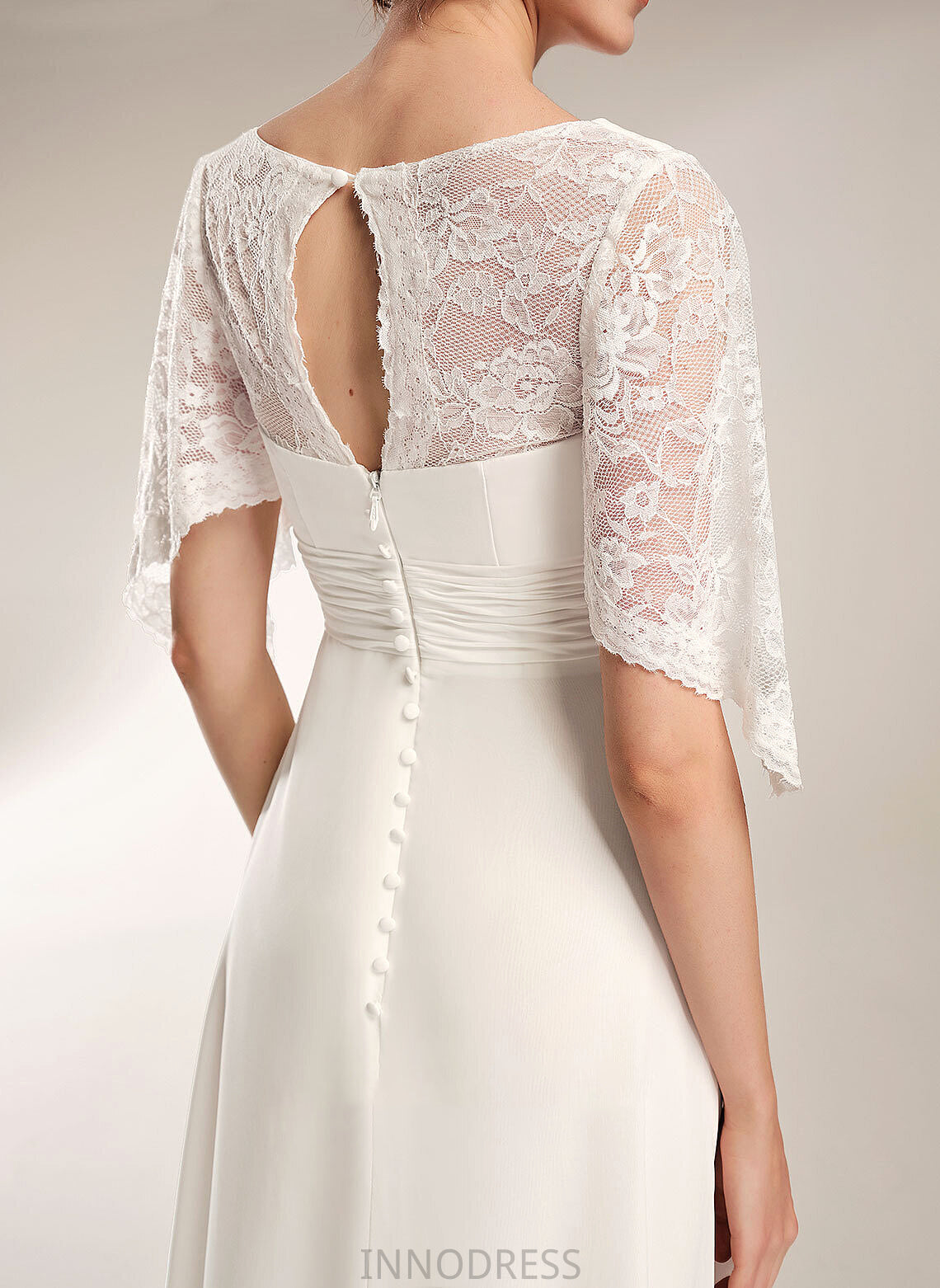 Sheath/Column Dress Floor-Length Wedding Dresses V-neck With Lace Wedding Rose