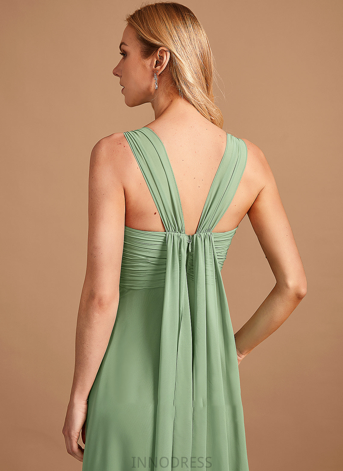 Ruffle A-Line V-neck Floor-Length Neckline Length Fabric Embellishment Silhouette Rowan A-Line/Princess Natural Waist