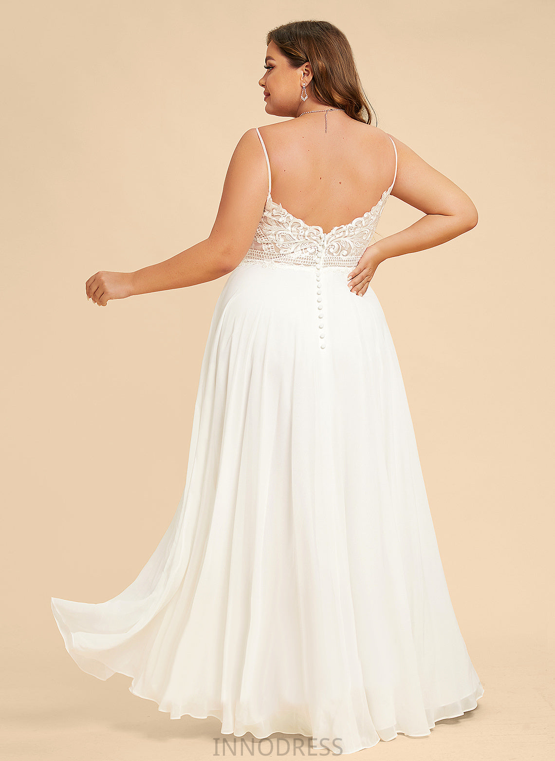 Floor-Length Dress Kyleigh Lace Wedding A-Line Wedding Dresses V-neck Chiffon