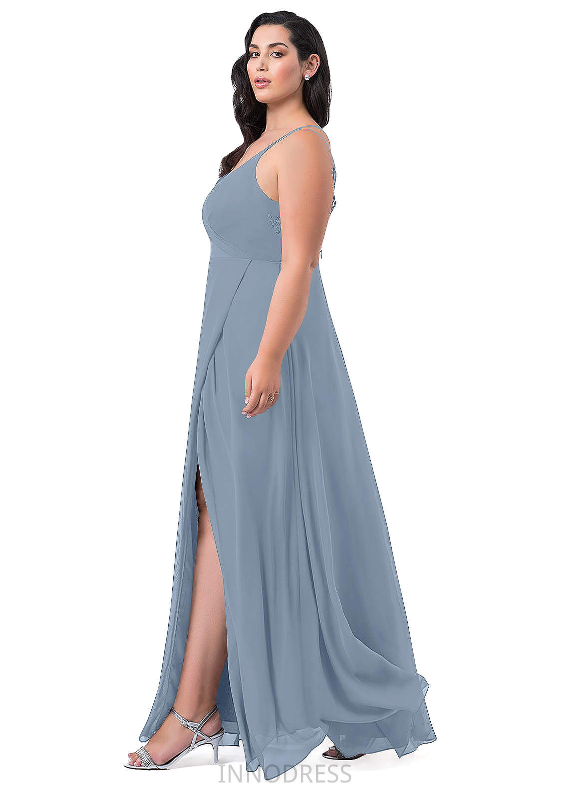 Elaina Floor Length V-Neck Natural Waist A-Line/Princess Sleeveless Bridesmaid Dresses