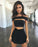 Sexy Black Crop Cut Out Wrapped Chest Homecoming Dresses Marianna Jumpsuits Short 10189