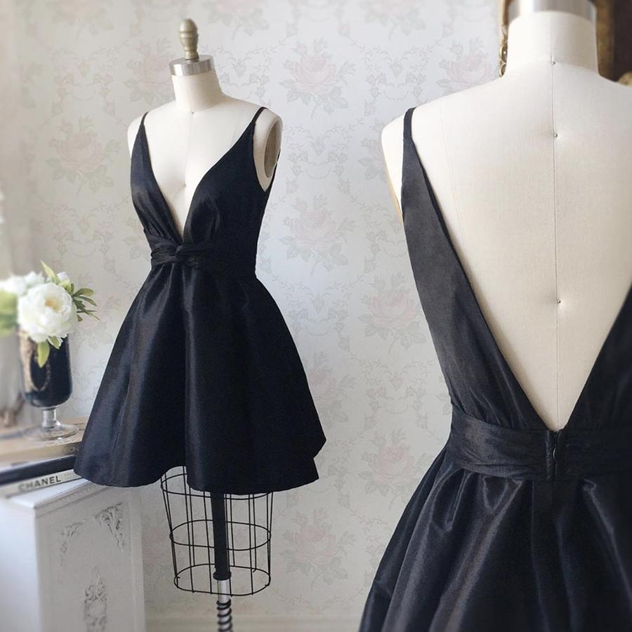 BLACK Madisyn Homecoming Dresses SATIN SHORT DRESS PARTY DRESS 10456