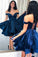 Katherine Homecoming Dresses Short Navy Blue Dress Off Shoulder Short Party Dress 10612