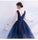 Navy Blue V-Neckline High Low Tulle Party Dress Blue Andrea Homecoming Dresses 11147
