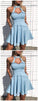 A-Line Crew Short Light Tiana Homecoming Dresses Blue Keyhole Party Dress With Pockets 11631