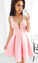 Angeline Homecoming Dresses SIMPLE PINK SATIN SHORT DRESS PINK 11707