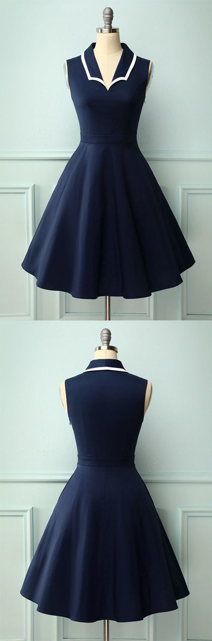 Navy Blue Vintage Style Ruby Homecoming Dresses 11709