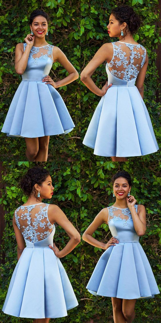 Lace Iyana Homecoming Dresses Sky Blue Sexy 11756