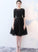 Cute Black Short Sleeves Party Dress Lace Claire Homecoming Dresses Black 11776