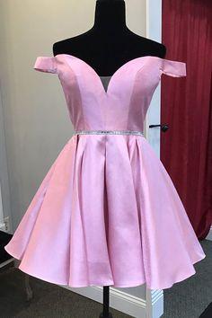 Beaded Waist Off Robin Pink Homecoming Dresses The Shoulder 11793