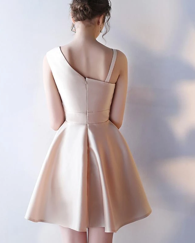 Cute Homecoming Dresses Satin Poll One Shoulder Knee Length Party Dress A-Line 12207