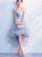 Grey Tulle One Shoulder High Sandy Homecoming Dresses Low Party Dress Grey With Bow 12262