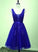 Lovely Blue V-Neckline Applique Lace Viv Homecoming Dresses 12263