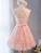 Knee Length Homecoming Dresses Liana Pink Lace Party Dress 12689