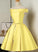 Custom Yellow Off Shoulder Short Party Lillie Homecoming Dresses Satin Dress For Letty 12873