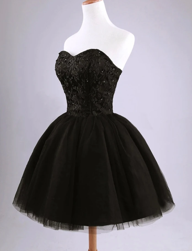 Beautiful Black Short And Tulle Lace Kadence Homecoming Dresses 12962
