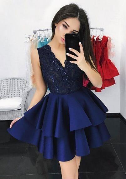Dark Blue Homecoming Dresses Lace Michelle 13037