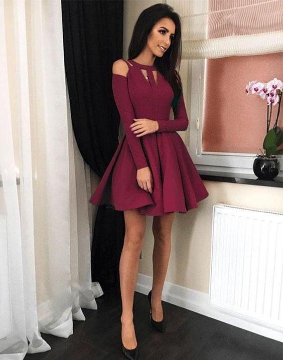 Simple Burgundy Short Salma Homecoming Dresses Dress Short 135