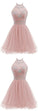 Beaded Homecoming Dresses Zoie Halter Short Tulle Dress 14194