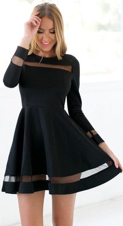 Black Short Evening Dress O-Neck Sleeve Formal Dress Homecoming Dresses Savanah 1501