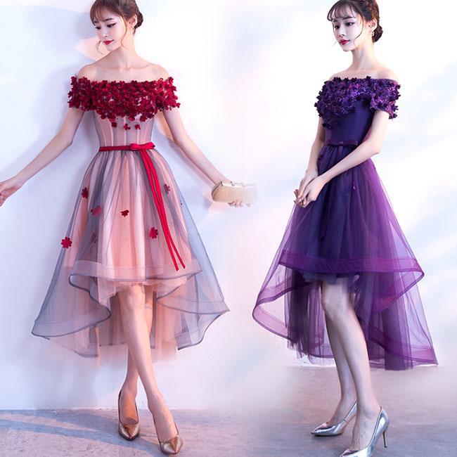 Adorable High Phoenix Homecoming Dresses Low Tulle Off Shoulder Flowers Party Dress Cute 15121