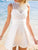 A-Line High Neck Open Back Short White Homecoming Dresses Lace Satin Kendall With 1525