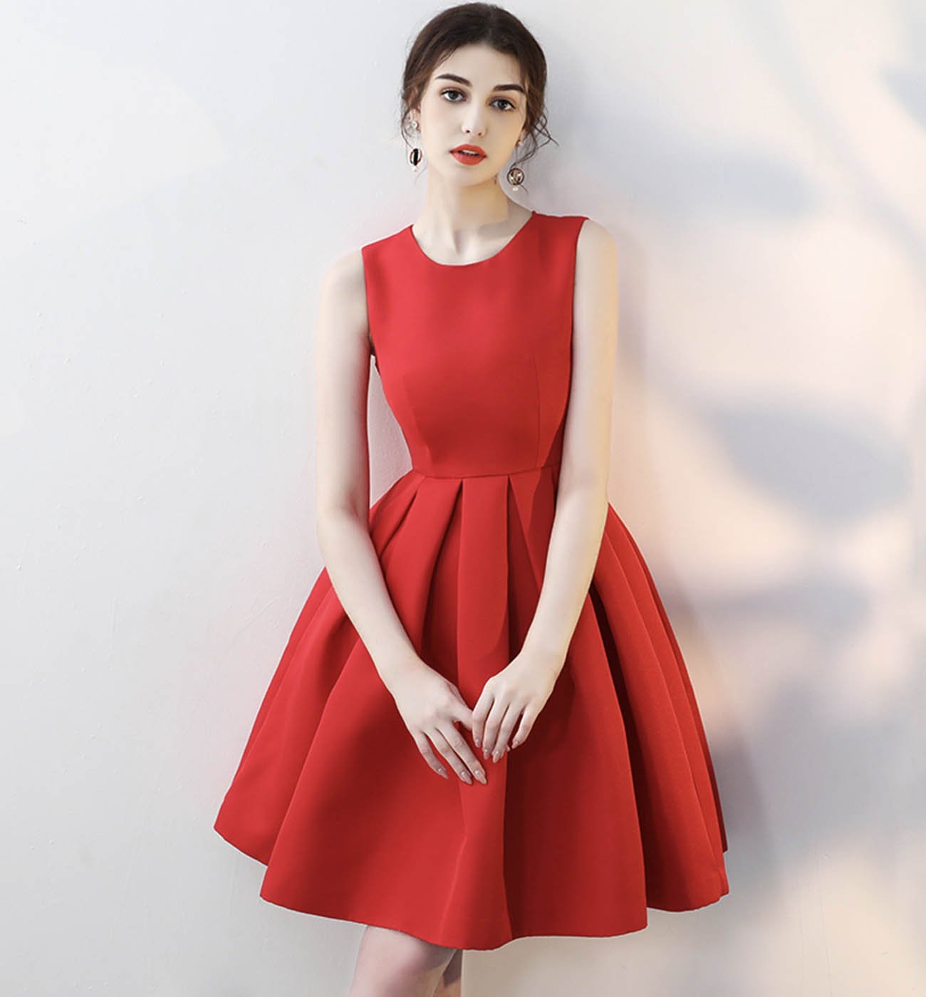 RED Aliza Homecoming Dresses SATIN SHORT CUTE PARTY DRESS 16184