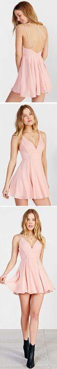 Samara Pink Homecoming Dresses Cute A-Line V-Neck Cross-Criss Short 164