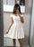White Tania Satin Homecoming Dresses Short Dress White 1722