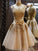 Short Short A-Line High-Neck Sloane Lace Cocktail Homecoming Dresses Bowknot Dress 18141