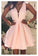 Deep V-Neck Satin Pink Homecoming Dresses Luz Short Dress Simple Party Dresses 182