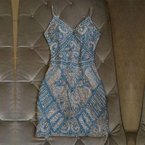 Silver And Turquoise Crystal Homecoming Dresses Emmalee Beaded Short 1884
