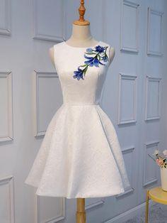 Homecoming Dresses Lace Izabella Unique White Applique Cheap Short 19715