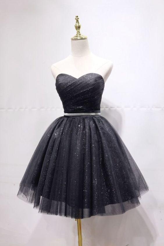 Princess A-Line Black Party Dress With Sweetheart And Homecoming Dresses Lace Rosalyn Up Back 20666
