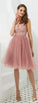 Rose Tulle Anastasia Homecoming Dresses Pink Short Dresses 2074