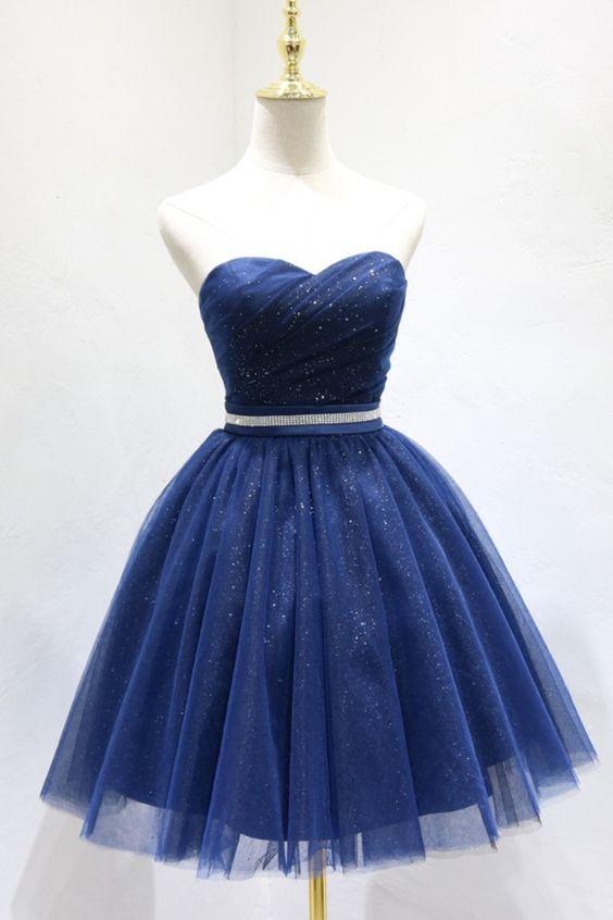 Sweetheart Navy Blue A-Line Short Party Homecoming Dresses Mikaela Dress Sweet 16 Dress 21015