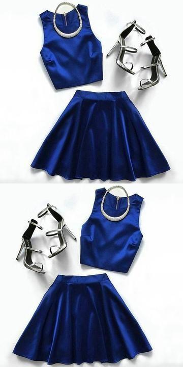 Homecoming Dresses Royal Blue Kristin Two Piece Simple 2134