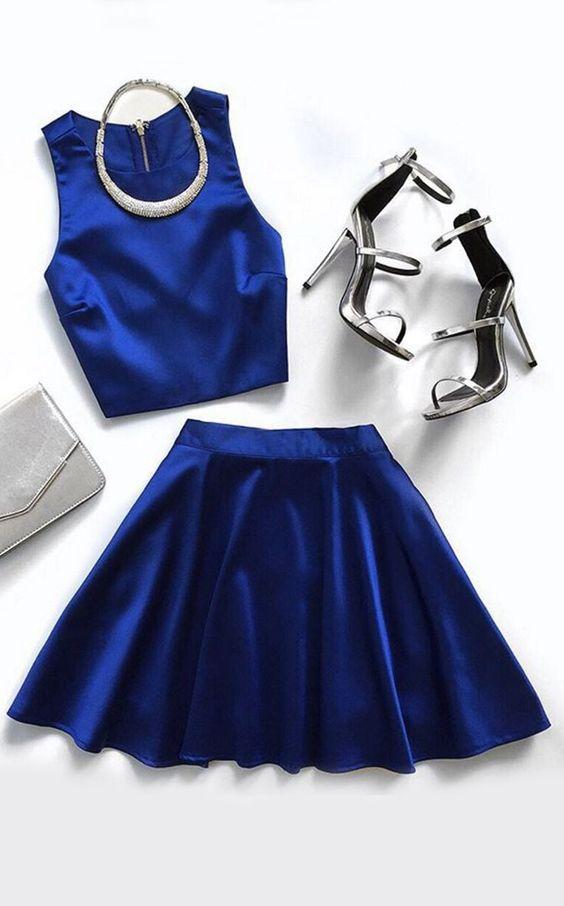 Homecoming Dresses Royal Blue Kristin Two Piece Simple 2134