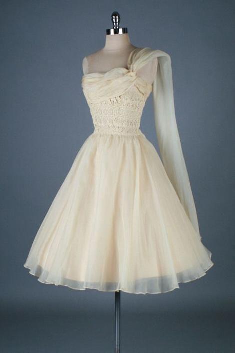 Kristen Homecoming Dresses Vintage One Shoulder Organza 22135