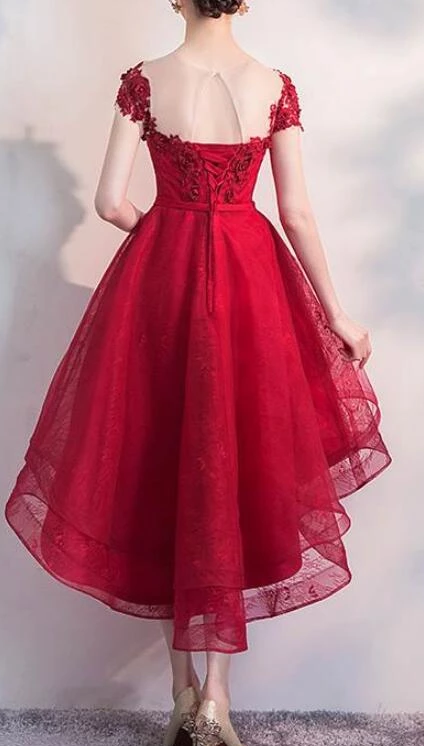 Beautiful Red Cap Sleeves High Waist Millicent Homecoming Dresses Party Dress Red 2244