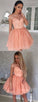 Short Melina Homecoming Dresses Beaded Coral 225